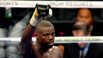 LAS VEGAS, NV - AUGUST 26: Andrew Tabiti raises his fist following his cruiserweight bout against Steve Cunningham on August 26, 2017 at T-Mobile Arena in Las Vegas, Nevada. (Photo by Jeff Bottari/Zuffa LLC/Zuffa LLC via Getty Images)