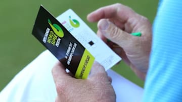 PERTH, AUSTRALIA - FEBRUARY 18: Steven Jeffress of Australia checks his scorecard on the 18th green after completing his round during round three of ISPS HANDA World Super 6 Perth at Lake Karrinyup Country Club on February 18, 2017 in Perth, Australia. (Photo by Paul Kane/Getty Images)