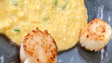 Seared Scallops from Maine Seafood served with polenta, photo provided by Cristine Struble