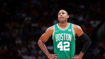 HOUSTON, TEXAS - OCTOBER 24: Al Horford #42 of the Boston Celtics in action against the Houston Rockets during the second half at Toyota Center on October 24, 2021 in Houston, Texas. NOTE TO USER: User expressly acknowledges and agrees that, by downloading and or using this photograph, User is consenting to the terms and conditions of the Getty Images License Agreement. (Photo by Carmen Mandato/Getty Images)