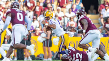 Nathan Pickering sacks Tigers quarterback Jatden Daniels as the LSU Tigers take on the Mississippi State Bulldogs at Tiger Stadium in Baton Rouge, Louisiana, USA. Saturday, Sept. 17, 2022.Lsu Vs Miss State Football 0613Syndication The Daily Advertiser