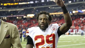 Dec 4, 2016; Atlanta, GA, USA; Kansas City Chiefs strong safety Eric Berry (29) celebrates after defeating the Atlanta Falcons 29-28 at the Georgia Dome. Mandatory Credit: Jason Getz-USA TODAY Sports