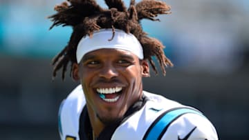Auburn footballSep 8, 2019; Charlotte, NC, USA; Carolina Panthers quarterback Cam Newton (1) before the game at Bank of America Stadium. Mandatory Credit: Bob Donnan-USA TODAY Sports