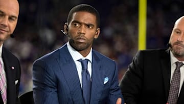 Oct 3, 2016; Minneapolis, MN, USA; ESPN personality Randy Moss prior to the game between the Minnesota Vikings and New York Giants at U.S. Bank Stadium. The Vikings defeated the Giants 24-10. Mandatory Credit: Brace Hemmelgarn-USA TODAY Sports