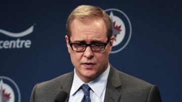 Mar 22, 2016; Winnipeg, Manitoba, CAN; Winnipeg Jets head coach Paul Maurice addresses the media after the Winnipeg Jets 2-0 win over the Vancouver Canucks. at MTS Centre. Mandatory Credit: James Carey Lauder-USA TODAY Sports
