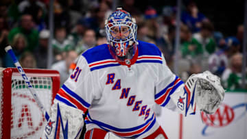 ; New York Rangers goaltender Igor Shesterkin. Mandatory Credit: Jerome Miron-USA TODAY Sports