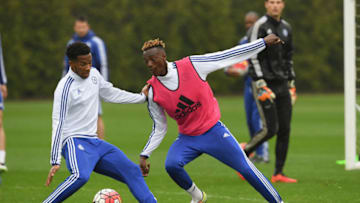 Chelsea's Kasey Palmer, Tammy Abraham during a training session at the Cobham Training Ground on 10th May 2016 in Cobham, England. (Photo by Darren Walsh/Chelsea FC via Getty Images)