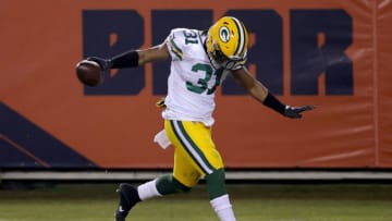 CHICAGO, ILLINOIS - JANUARY 03: Adrian Amos #31 of the Green Bay Packers celebrates after intercepting a pass by Mitchell Trubisky #10 of the Chicago Bears during the fourth quarter in the game at Soldier Field on January 03, 2021 in Chicago, Illinois. (Photo by Jonathan Daniel/Getty Images)