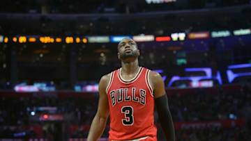 November 19, 2016; Los Angeles, CA, USA; Chicago Bulls guard Dwyane Wade (3) during a stoppage in play against the Los Angeles Clippers during the second half at Staples Center. Mandatory Credit: Gary A. Vasquez-USA TODAY Sports