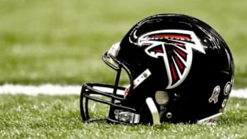 November 11, 2012; New Orleans, LA, USA; An Atlanta Falcons helmet prior to kickoff of a game against the New Orleans Saints at the Mercedes-Benz Superdome. Mandatory Credit: Derick E. Hingle-USA TODAY Sports