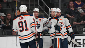 Edmonton Oilers Celebrating A Goal Scored. Mandatory Credit: Kirby Lee-USA TODAY Sports