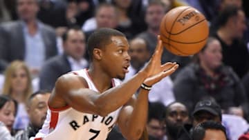 Oct 26, 2016; Toronto, Ontario, CAN; Toronto Raptors guard Kyle Lowry (7) passes the ball during a 109-91 win over Detroit Pistons at Air Canada Centre. Mandatory Credit: Dan Hamilton-USA TODAY Sports