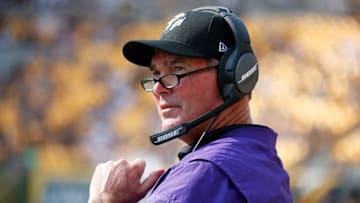 PITTSBURGH, PA - SEPTEMBER 17: Head coach Mike Zimmer of the Minnesota Vikings looks on from the sidelines in the second half during the game against the Pittsburgh Steelers at Heinz Field on September 17, 2017 in Pittsburgh, Pennsylvania. (Photo by Justin K. Aller/Getty Images)