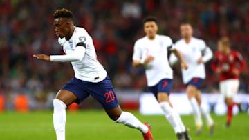 LONDON, ENGLAND - MARCH 22: Callum Hudson-Odoi of England runs with the ball during the 2020 UEFA European Championships Group A qualifying match between England and Czech Republic at Wembley Stadium on March 22, 2019 in London, United Kingdom. (Photo by Clive Rose/Getty Images)