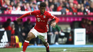 MUNICH, GERMANY - MARCH 11: Kingsley Coman of Muenchen runs with the ball during the Bundesliga match between Bayern Muenchen and Eintracht Frankfurt at Allianz Arena on March 11, 2017 in Munich, Germany. (Photo by Alexander Hassenstein/Bongarts/Getty Images)
