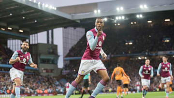 BIRMINGHAM, ENGLAND - OCTOBER 15: Jonathan Kodjia of Aston Villa celebrates after scoring the opener during the Sky Bet Championship match between Aston Villa and Wolverhampton Wanderers at Villa Park on October 15, 2016 in Birmingham, England (Photo by Nathan Stirk/Getty Images)