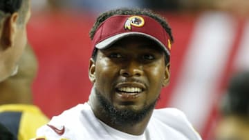 Aug 11, 2016; Atlanta, GA, USA; Washington Redskins defensive back Josh Norman (24) on the sidelines against the Atlanta Falcons in the fourth quarter at the Georgia Dome. The Falcons defeated the Redskins 23-17. Mandatory Credit: Brett Davis-USA TODAY Sports