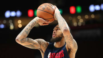 PORTLAND, OREGON - FEBRUARY 21: Brandon Ingram #14 of the New Orleans Pelicans warms up prior to taking on the Portland Trail Blazers at Moda Center on February 21, 2020 in Portland, Oregon. NOTE TO USER: User expressly acknowledges and agrees that, by downloading and or using this photograph, User is consenting to the terms and conditions of the Getty Images License Agreement. (Photo by Abbie Parr/Getty Images)