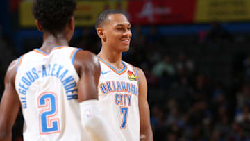 Darius Bazley #7 of the OKC Thunder smiles during the game against the New Zealand Breakers (Photo by Zach Beeker/NBAE via Getty Images)