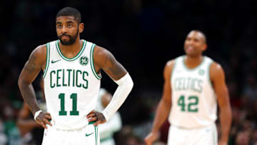 BOSTON, MA - NOVEMBER 1: Kyrie Irving #11 of the Boston Celtics looks on during the game between the Boston Celtics and the Milwaukee Bucks at TD Garden on November 1, 2018 in Boston, Massachusetts. (Photo by Maddie Meyer/Getty Images)