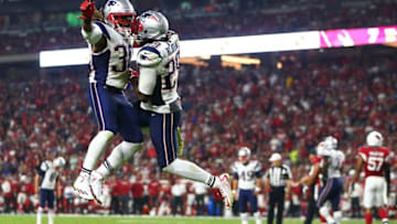 New England Patriots LeGarrette Blount (29) and Brandon Bolden (38) jump for joy in Week 1. Mark J. Rebilas-USA TODAY Sports