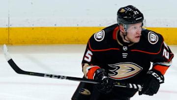 ANAHEIM, CA - JANUARY 17: Ondrej Kase #25 of the Anaheim Ducks skates during the game against the Pittsburgh Penguins on January 17, 2018 at Honda Center in Anaheim, California. (Photo by Debora Robinson/NHLI via Getty Images)