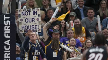 SALT LAKE CITY, UT - DECEMBER 12: Utah Jazz fans try to distract Justise Winslow #20 of the Miami Heat while he tries to take a foul shot during their game against the Utah Jazz at the Vivint Smart Home Arena on December 12, 2018 in Salt Lake City , Utah. NOTE TO USER: User expressly acknowledges and agrees that, by downloading and or using this photograph, User is consenting to the terms and conditions of the Getty Images License Agreement. (Photo by Chris Gardner/Getty Images)