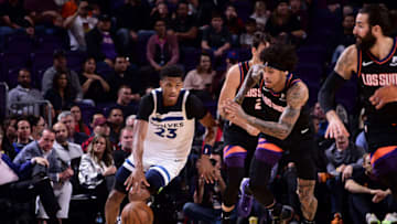 PHOENIX, AZ - DECEMBER 9: Jarrett Culver #23 of the Minnesota Timberwolves handles the ball against the Phoenix Suns on December 09, 2019 at Talking Stick Resort Arena in Phoenix, Arizona. NOTE TO USER: User expressly acknowledges and agrees that, by downloading and or using this photograph, user is consenting to the terms and conditions of the Getty Images License Agreement. Mandatory Copyright Notice: Copyright 2019 NBAE (Photo by Michael Gonzales/NBAE via Getty Images)