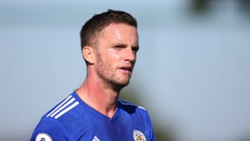 ENFIELD, ENGLAND - OCTOBER 19: Andy King of Leicester looks on during the Premier League 2 match between Tottenham Hotspur and Leicester City at Tottenham Hotspur Training Centre on October 19, 2018 in Enfield, England. (Photo by Alex Pantling/Getty Images)