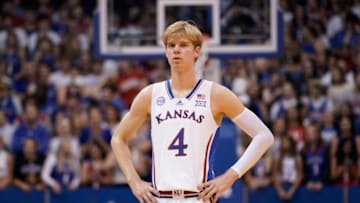 Gradey Dick #4 of the Kansas Jayhawks (Photo by Ed Zurga/Getty Images)
