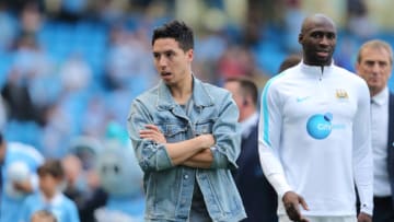 MANCHESTER, ENGLAND - MAY 08: Samir Nasri of Manchester City wearing a denim jacket after the Barclays Premier League match between Manchester City and Arsenal at the Ethiad Stadium on May 1, 2016 in Manchester, United Kingdom. (Photo by Matthew Ashton - AMA/Getty Images)