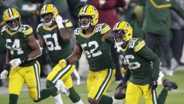 Dec 6, 2020; Green Bay, WI, USA; Green Bay Packers free safety Darnell Savage (26) celebrates his interception against the Philadelphia Eagles in the fourth quarter during their football game Sunday, December 6, 2020, at Lambeau Field in Green Bay, Wis. Mandatory Credit: Dan Powers-USA TODAY NETWORK