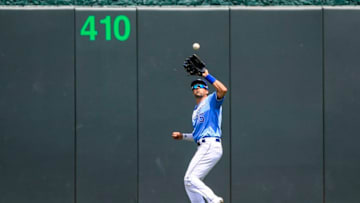 KANSAS CITY, MO - JULY 25: Whit Merrifield #15 of the Kansas City Royals catches the ball during the third inning against the Detroit Tigers at Kauffman Stadium on July 25, 2018 in Kansas City, Missouri. (Photo by Brian Davidson/Getty Images)