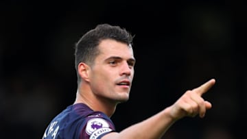 LONDON, ENGLAND - OCTOBER 07: Granit Xhaka of Arsenal during the Premier League match between Fulham FC and Arsenal FC at Craven Cottage on October 7, 2018 in London, United Kingdom. (Photo by Catherine Ivill/Getty Images)