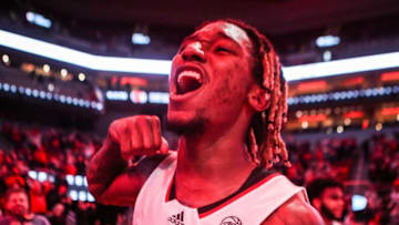 Louisville''s El Ellis celebrates as he and the Cards get their first win of the season as the Cards beat WKU 94-83 at the Yum! Center in downtown Louisville Wednesday night. Ellis finished with 30 points, 10 assists and 4-for-7 three-point shooting. Dec. 14, 2022Louisville Men Vs Western Kentucky Basketball 2022