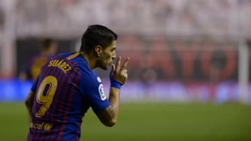 Luis Suarez of Barcelona celebrates after the third goal during a match between Rayo Vallecano vs Barcelona for the Spanish League football match at Vallecas Stadium on November 3, 2018 in Madrid, Spain. (Photo by Patricio Realpe/ChakanaNews/PRESSOUTH/NurPhoto via Getty Images)