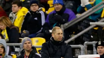 COLUMBUS, OH - NOVEMBER 22: Head Coach Gregg Berhalter of the Columbus Crew SC watches has his players take on the New York Red Bulls on November 22, 2015 at MAPFRE Stadium in Columbus, Ohio. Columbus defeated New York 2-0. (Photo by Kirk Irwin/Getty Images)