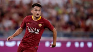 ROME, ITALY - AUGUST 27: Cengiz Under of AS Roma during the Italian Serie A match between AS Roma v Atalanta Bergamo at the Stadio Olimpico Rome on August 27, 2018 in Rome Italy (Photo by Laurens Lindhout/Soccrates/Getty Images)