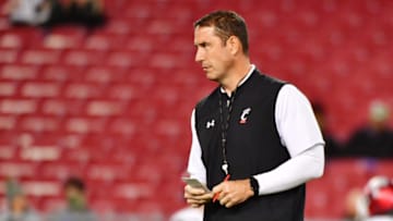TAMPA, FLORIDA - NOVEMBER 16: Head coach Luke Fickell of the Cincinnati Bearcats looks on during warmups before a game against the South Florida Bulls at Raymond James Stadium on November 16, 2019 in Tampa, Florida. (Photo by Julio Aguilar/Getty Images)