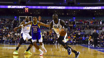 MEXICO CITY, MEXICO - DECEMBER 28: Rawle Alkins of the Salt Lake City Stars drives against Mason Jones of the Mexico City Captains in the first half of the NBA G-League 2022-2023 at Mexico City Arena on December 28, 2022 in Mexico City, Mexico. NOTE TO USER: User expressly acknowledges and agrees that, by downloading and or using this photograph, User is consenting to the terms and conditions of the Getty Images License Agreement. (Photo by Jaime Lopez/Jam Media/Getty Images)