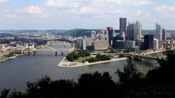 PITTSBURGH - AUGUST 25: View of downtown Pittsburgh as photographed from Mount Washington in Pittsburgh, Pennsylvania on August 25, 2016. (Photo By Raymond Boyd/Getty Images)