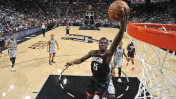 SAN ANTONIO, TX - NOVEMBER 30: Clint Capela #15 of the Houston Rockets shoots the ball against the San Antonio Spurs on November 30, 2018 at the AT&T Center in San Antonio, Texas. NOTE TO USER: User expressly acknowledges and agrees that, by downloading and or using this photograph, user is consenting to the terms and conditions of the Getty Images License Agreement. Mandatory Copyright Notice: Copyright 2018 NBAE (Photos by Mark Sobhani/NBAE via Getty Images)