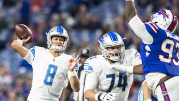 ORCHARD PARK, NY - AUGUST 31: Brad Kaaya #8 of the Detroit Lions passes the ball during the second half against the Buffalo Bills on August 31, 2017 at New Era Field in Orchard Park, New York. Buffalo wins the preseason matchup over Detroit 27-17. (Photo by Brett Carlsen/Getty Images)