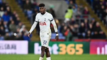 LONDON, ENGLAND - OCTOBER 27: Emerson Royal of Tottenham Hotspur during the Premier League match between Crystal Palace and Tottenham Hotspur at Selhurst Park on October 27, 2023 in London, United Kingdom. (Photo by Sebastian Frej/MB Media/Getty Images)