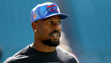 MIAMI GARDENS, FLORIDA - SEPTEMBER 25: Von Miller #40 of the Buffalo Bills looks on prior to playing the Miami Dolphins at Hard Rock Stadium on September 25, 2022 in Miami Gardens, Florida. (Photo by Megan Briggs/Getty Images)