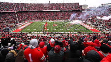 COLUMBUS, OHIO - NOVEMBER 12: The Ohio State Buckeyes take the field prior to a game against the Indiana Hoosiers at Ohio Stadium on November 12, 2022 in Columbus, Ohio. (Photo by Ben Jackson/Getty Images)