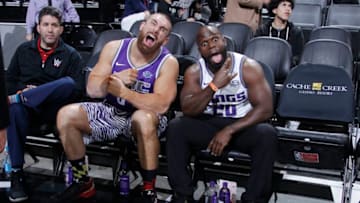 SACRAMENTO, CA - DECEMBER 12: WWE wrestlers Mojo Rawley and Apollo Crews pose for a photo during the game between the Minnesota Timberwolves and Sacramento Kings on December 12, 2018 at Golden 1 Center in Sacramento, California. NOTE TO USER: User expressly acknowledges and agrees that, by downloading and or using this photograph, User is consenting to the terms and conditions of the Getty Images Agreement. Mandatory Copyright Notice: Copyright 2018 NBAE (Photo by Rocky Widner/NBAE via Getty Images)