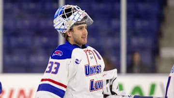 Tyler Wall #33 of the Massachusetts Lowell River Hawks (Photo by Richard T Gagnon/Getty Images)