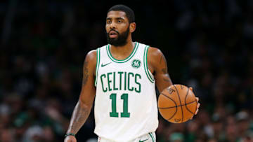 BOSTON, MA - DECEMBER 14: Kyrie Irving #11 of the Boston Celtics dribbles during the game between the Boston Celtics and the Atlanta Hawks at TD Garden on December 14, 2018 in Boston, Massachusetts. (Photo by Maddie Meyer/Getty Images)