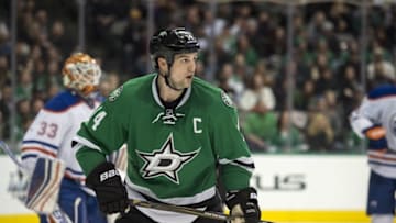 Jan 21, 2016; Dallas, TX, USA; Dallas Stars left wing Jamie Benn (14) skates against the Edmonton Oilers during the second period at the American Airlines Center. Benn scores a goal. Mandatory Credit: Jerome Miron-USA TODAY Sports